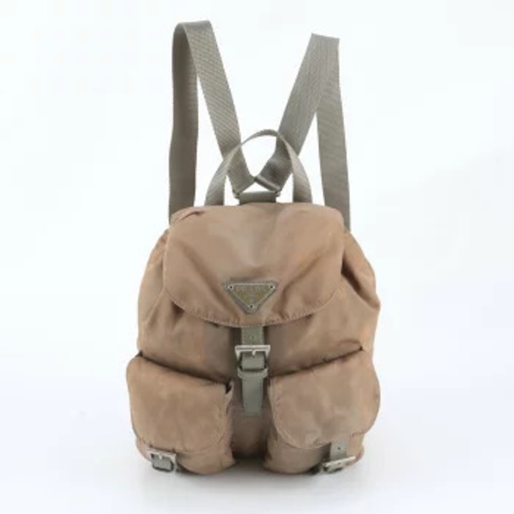 Prada Tessuto Triangle Leather Backpack Shoulder Bag White